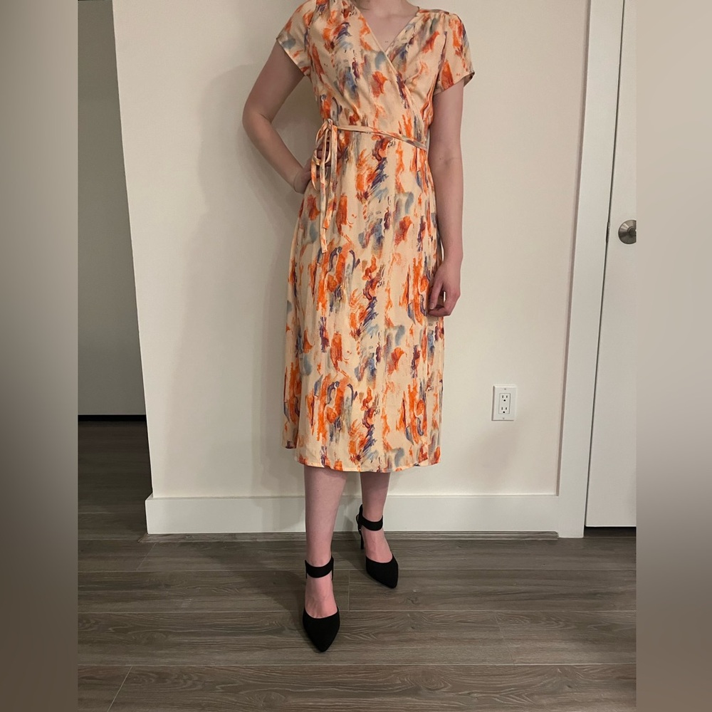 Halogen Pink Watercolor Maxi Tie Dress